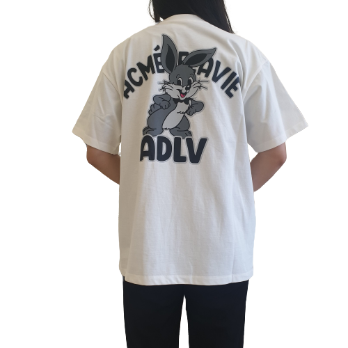 ADLV Short Sleeve T-shirt Rabbit Cartoon White