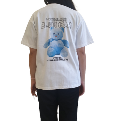ADLV Short Sleeve Blue Bear Doll T-shirt White