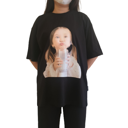 ADLV Baby Face Milk Girl T-Shirt Black