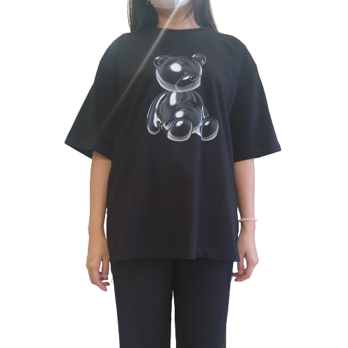 ADLV Baby Face Teddy Bear Glass T-Shirt Black