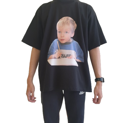 ADLV Baby Face Short Sleeve T-Shirt Black Writting Boy