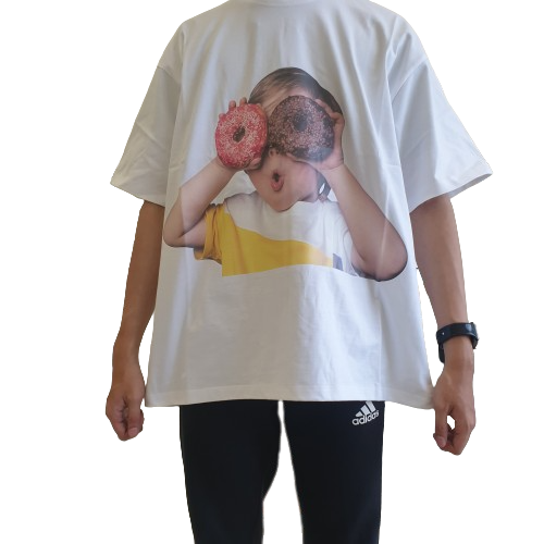 ADLV Baby Face Short Sleeve T-Shirt White - Donut 1